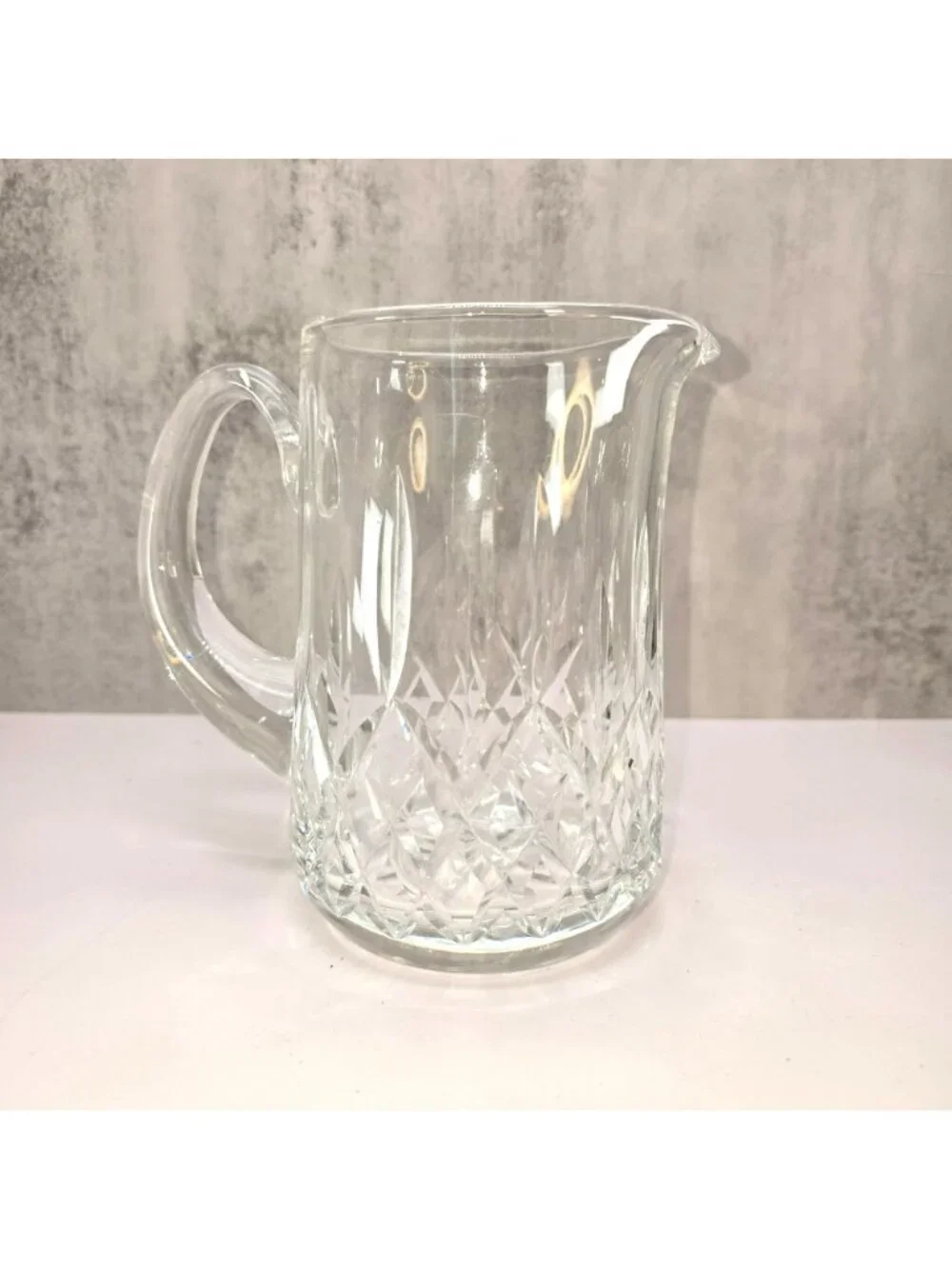 Glass Pitcher With Handle Diamond Pattern Vintage Waterford Lismore? CM2321